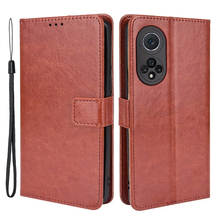 Crazy Horse Texture PU Leather Anti-drop Wallet Stand Design Phone Case Shell for Huawei nova 9 - Black-Cellmalls