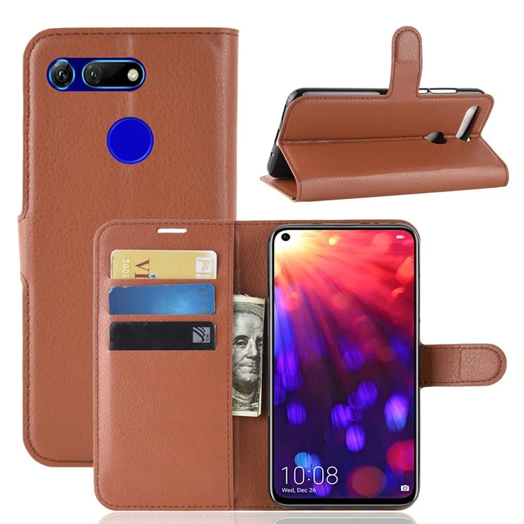 Litchi Texture Wallet Stand Leather Cover for Huawei Honor View 20 / Honor V20 - White-Cellmalls