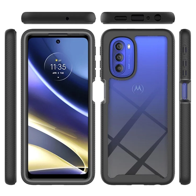 3-in-1 Hybrid Phone Case for Motorola Moto G51 5G All-inclusive Protection Wear-resistant Detachable Cell Phone Case with PET Screen Protector - Black-Cellmalls