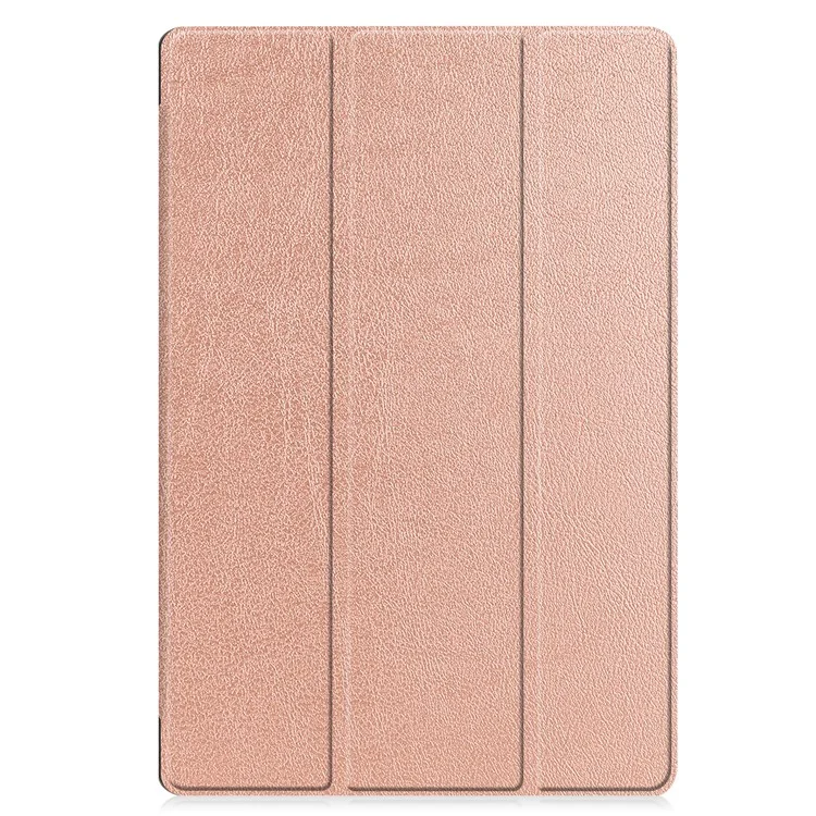 Full Protection Stable Tri-fold Stand Stand Design Leather Case for Samsung Galaxy Tab S7 FE SM-T730/SM-T736 - Rose Gold-Cellmalls