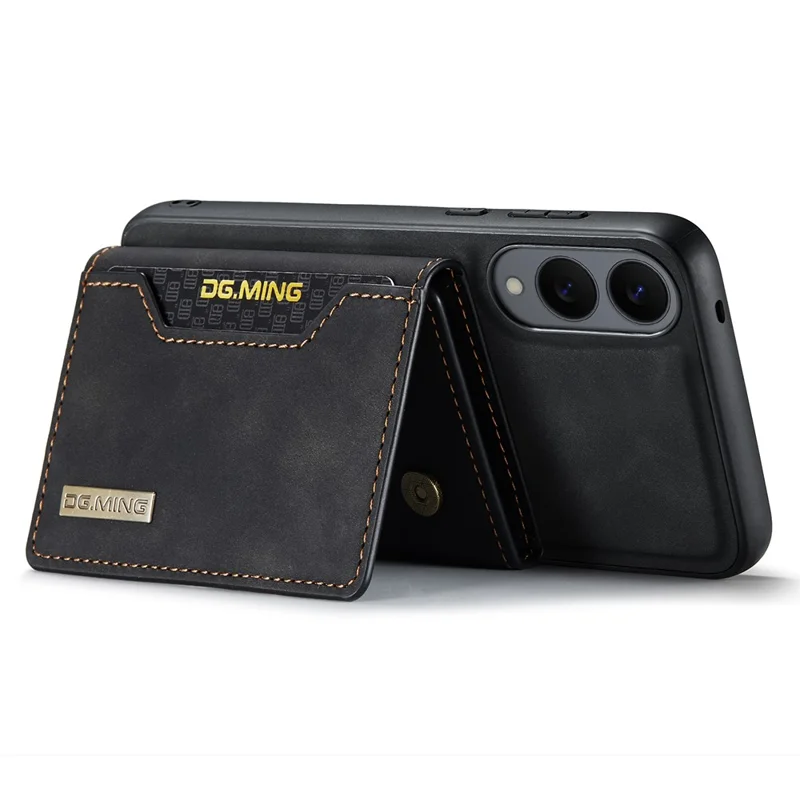 DG.MING M2 Series for Samsung Galaxy S25 Edge Case PU + PC + TPU Phone Cover Detachable Wallet - Black-Cellmalls