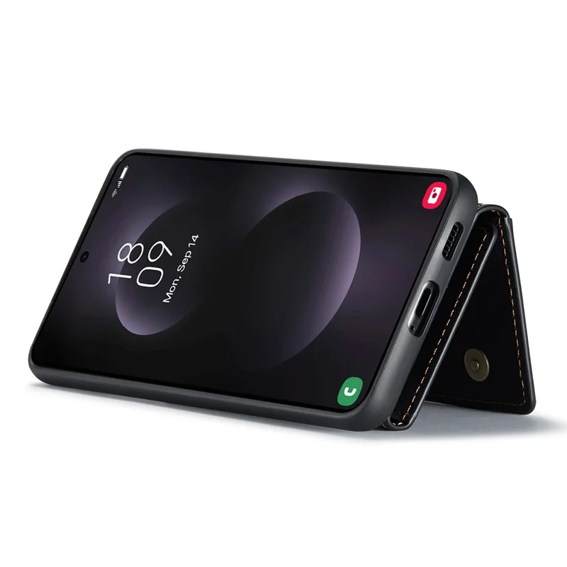 DG.MING M2 Series for Samsung Galaxy S25 Edge Case PU + PC + TPU Phone Cover Detachable Wallet - Black-Cellmalls