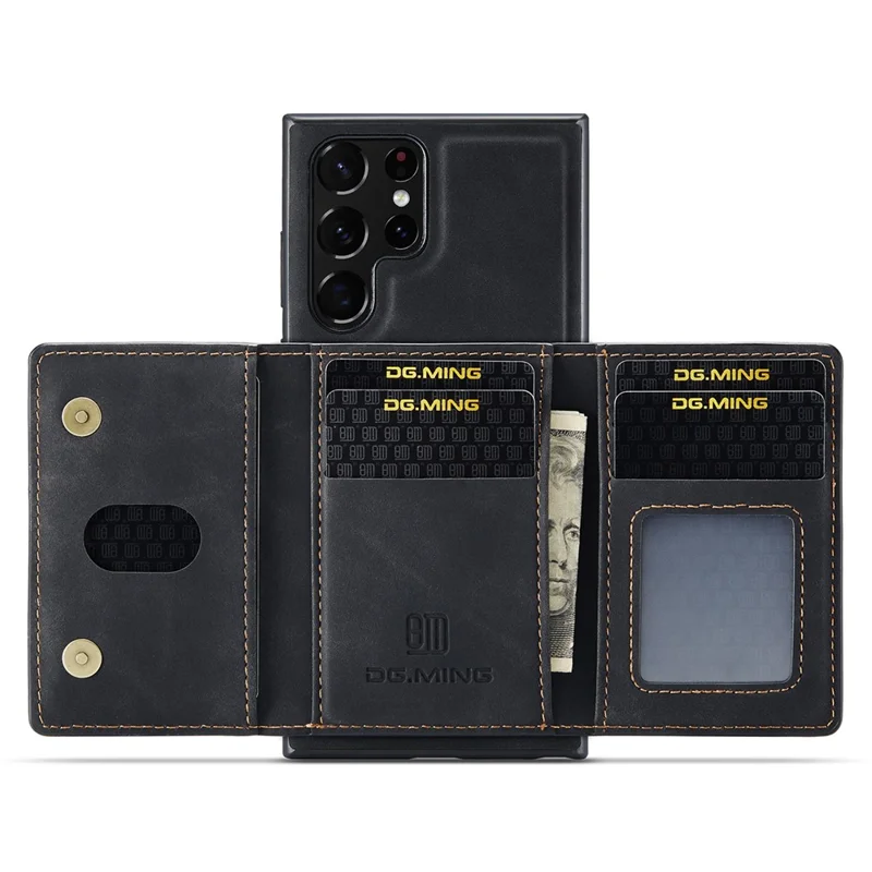 DG.MING M2 Series for Samsung Galaxy S25 Ultra Case PU+PC+TPU Phone Cover Detachable Wallet - Black-Cellmalls