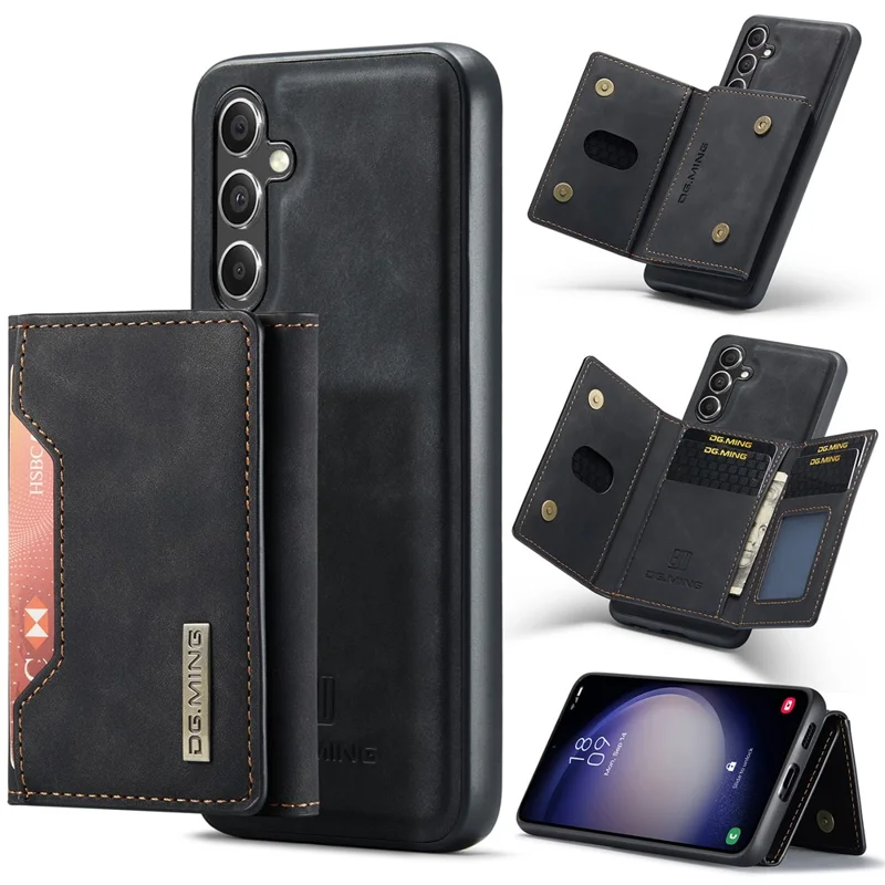 DG.MING M2 Series for Samsung Galaxy A56 5G Case PU + PC + TPU Phone Cover Detachable Wallet - Black-Cellmalls