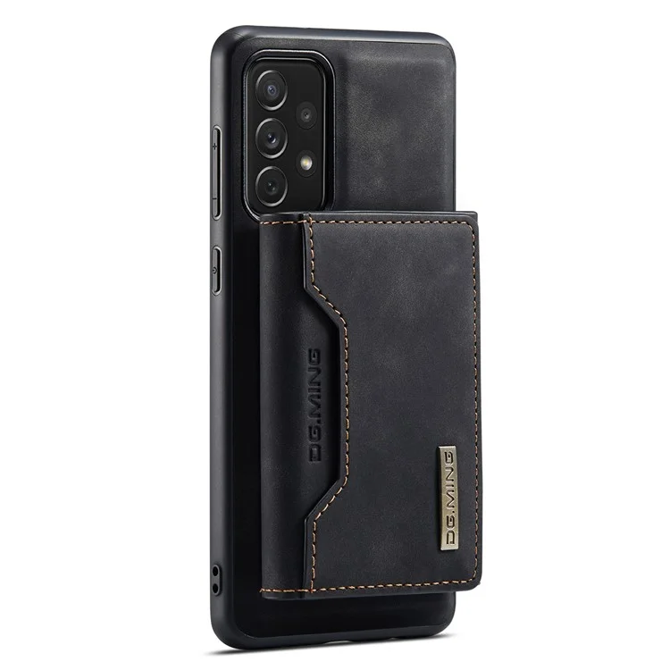 DG.MING M2 Series Detachable Wallet Phone Case 2-in-1 Wireless Charging All-Inclusive Hybrid Phone Protector for Samsung Galaxy A73 5G - Black-Cellmalls
