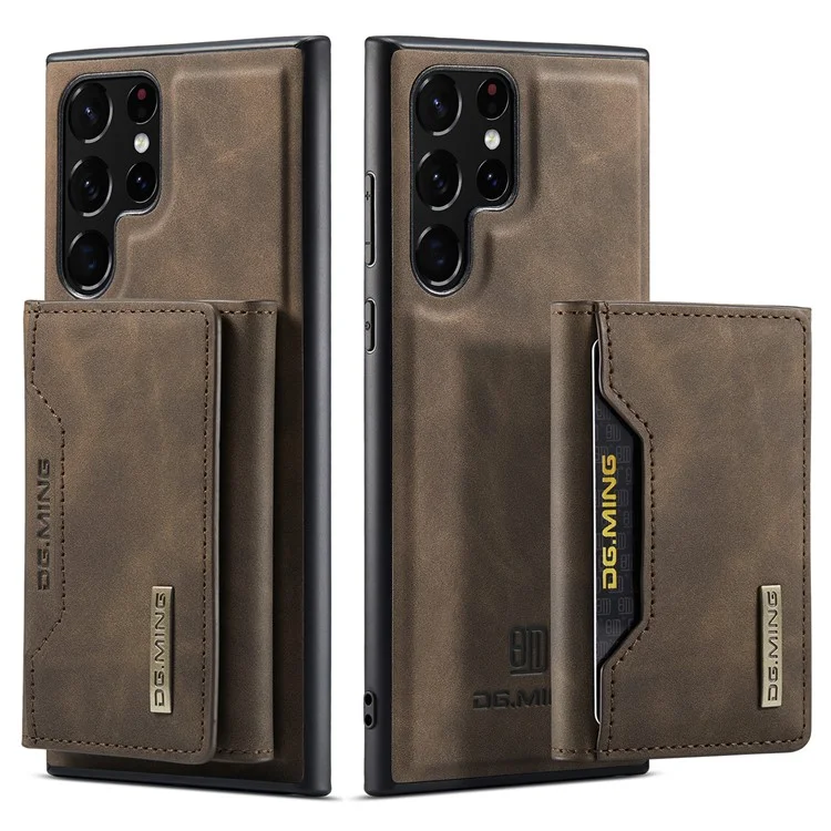 DG.MING M2 Series Anti-fall Magnetic 2-in-1 Wallet Phone Case Shockproof Phone Protector Support Wireless Charging for Samsung Galaxy S22 Ultra 5G - Black-Cellmalls