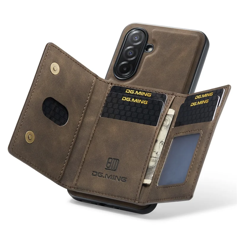DG.MING M2 Series for Samsung Galaxy A26 5G Case PU + PC + TPU Phone Cover Detachable Wallet - Coffee-Cellmalls