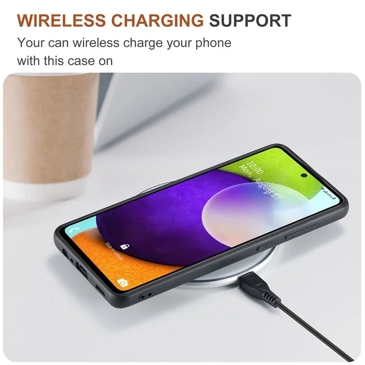 DG.MING M2 Series Anti-fall Tri-fold Wallet Magnetic Kickstand Leather Case for Samsung Galaxy A52 4G/5G / A52s 5G - Black-Cellmalls