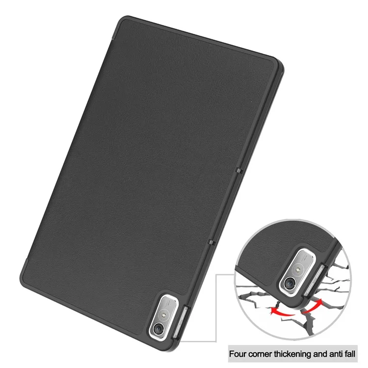 For Lenovo Tab P11 Gen 2 PU Leather Tri-fold Stand Tablet Shockproof Case Auto Wake / Sleep Full Protection Cover - Black-Cellmalls