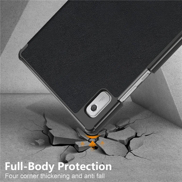 Tri-fold Stand Tablet Case for Lenovo Tab M9 TB-310FU , Auto Wake / Sleep PU Leather Tablet Cover - Black-Cellmalls