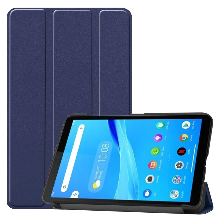 For Lenovo Tab M7 (2nd Gen) TB-7305F / (3rd Gen) Stable Tri-fold Stand Stand Tablet Cover Textured Surface PU Leather Tablet Case with Dual Viewing Angles  - Black-Cellmalls