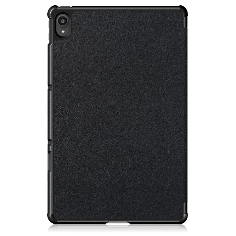 Narrow Bezel Tri-fold Auto-Sleep-and-Wake Smart Leather Stand Case with Anti-Shock Bumper for Lenovo Tab P11 TB-J606F / Tab P11 5G - Black-Cellmalls