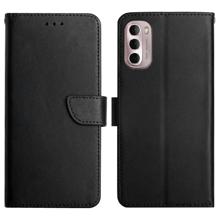 For Motorola Moto G Stylus 5G (2022) Nappa Texture Wear-resistant Anti-fall Wallet Case Genuine Leather Magnetic Phone Protector with Stand - Black-Cellmalls