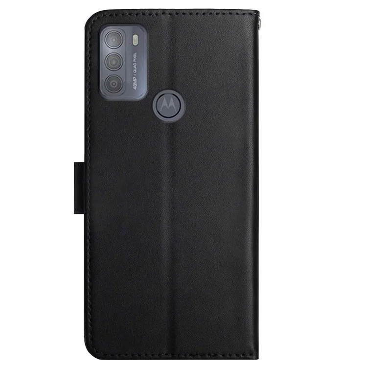 Genuine Leather Wallet Stand Function Flip Phone Cover Nappa Texture Full Body Protective Phone Case for Motorola Moto G50 - Black-Cellmalls