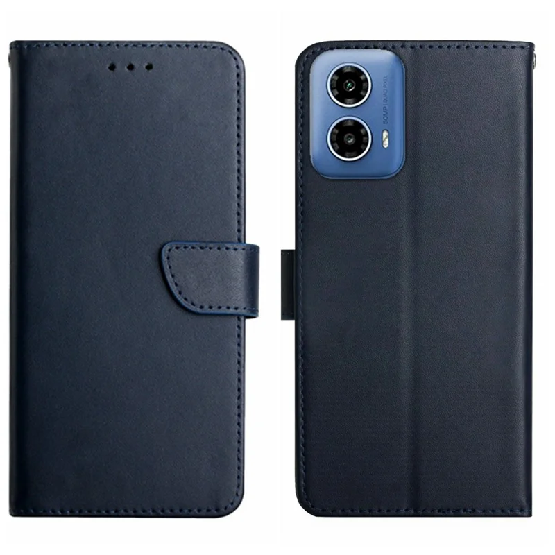 HT02 For Motorola Moto G35 5G Case Genuine Cow Leather Phone Cover Nappa Texture - Black-Cellmalls