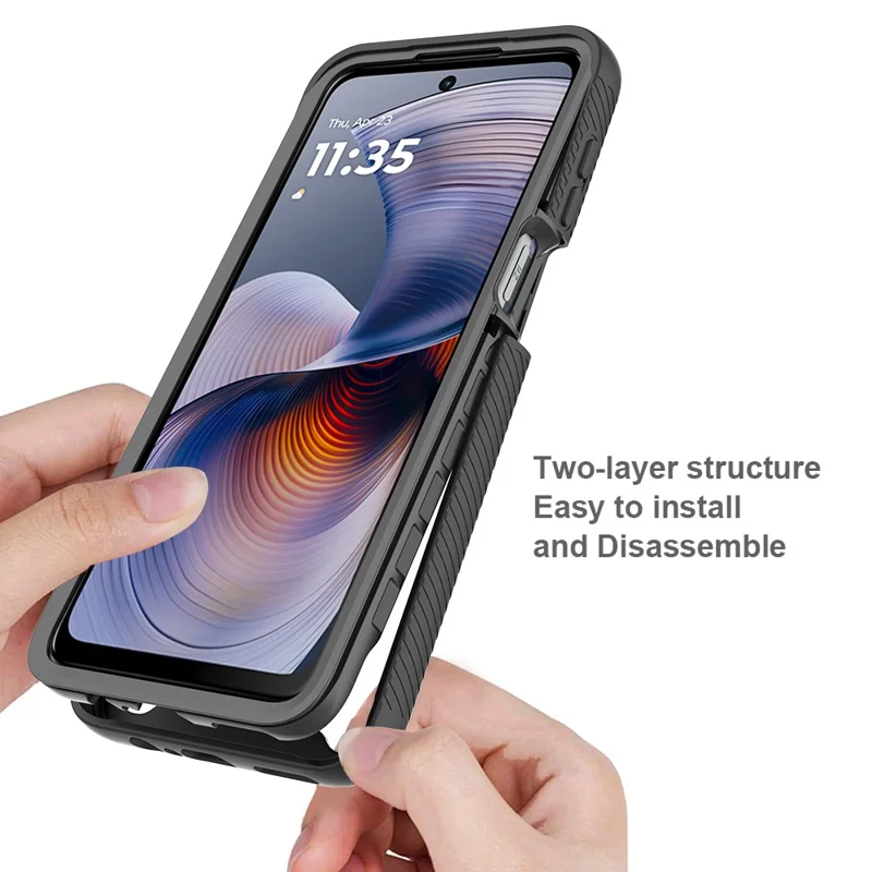 For Motorola Moto G55 5G Case PC+TPU Phone Clear Back Cover with PET Screen Film - Sapphire-Cellmalls