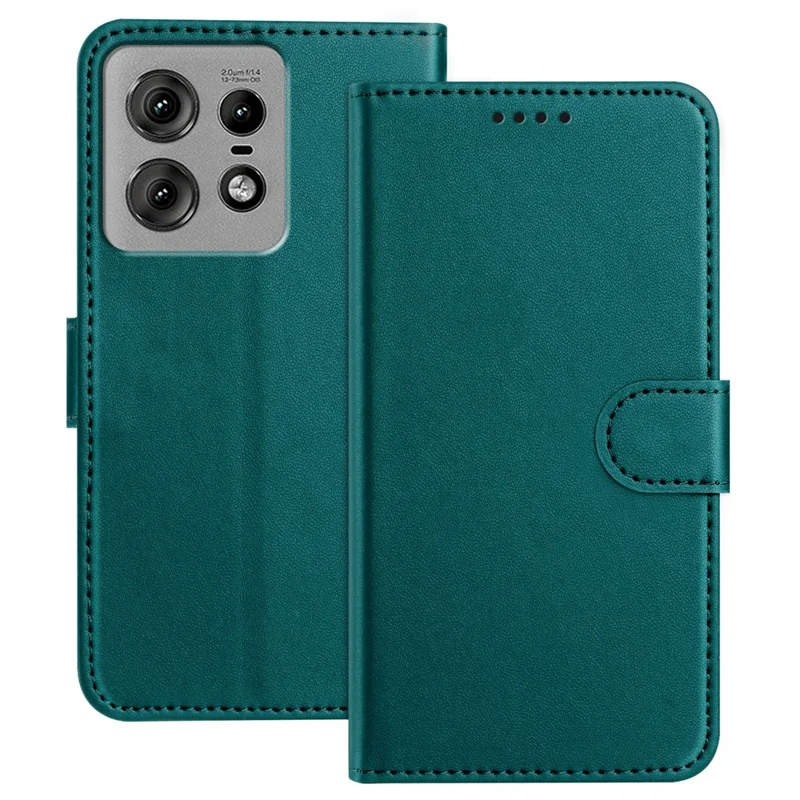 For Motorola Edge 50 Pro 5G Leather Case Wallet Stand Solid Color Anti Drop Phone Cover - Black-Cellmalls