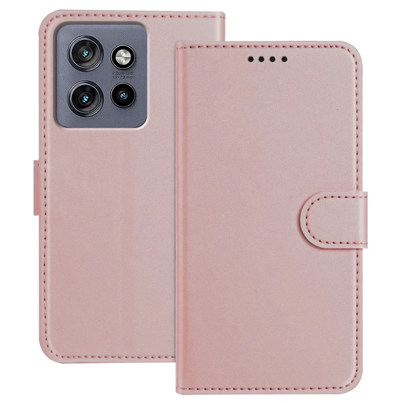 For Motorola ThinkPhone 25 5G / Motorola Edge 50 Neo 5G Leather Case Wallet Stand Solid Color Anti Drop Phone Cover - Black-Cellmalls