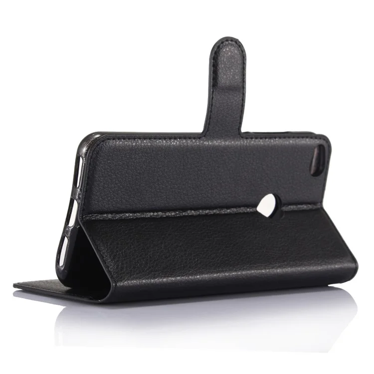 For Huawei P8 Lite (2017) / Honor 8 Lite Litchi Grain Leather Case 3 Card Holders with 1 Cash Pocket Wallet - Black-Cellmalls