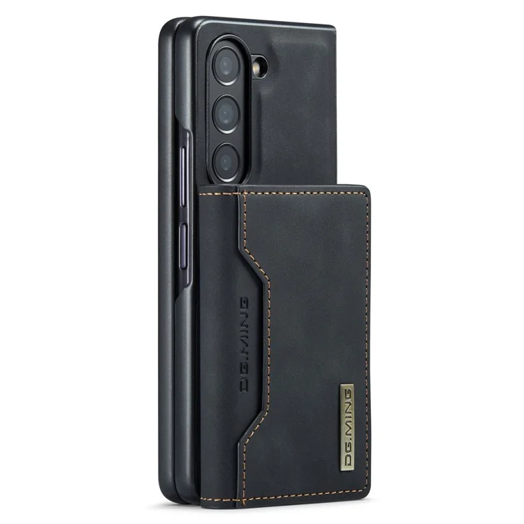 DG.MING M2 Series Kickstand Wallet Case for Samsung Galaxy Z Fold5 5G , PU Leather+PC Detachable Magnetic Phone Cover - Black-Cellmalls