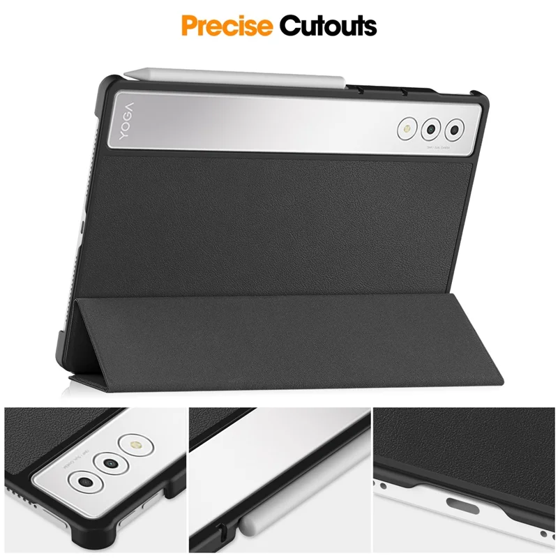 For Lenovo Yoga Tab Plus Case Anti-Drop Leather Stand Tablet Cover - Black-Cellmalls