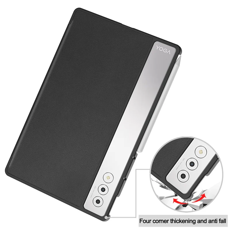 For Lenovo Yoga Tab Plus Case Anti-Drop Leather Stand Tablet Cover - Black-Cellmalls