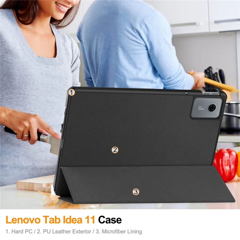 For Lenovo Idea Tab (TB336ZU  /  TB336FU)  /  Xiaoxin Pad 11 2025 Case Anti-Drop Leather Stand Tablet Cover - Black-Cellmalls