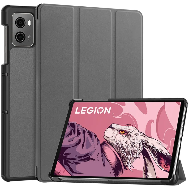 For Lenovo Legion Y700 (2023) / Tab Gen 2 Tri-Fold Stand Leather Case Tablet Cover - Black-Cellmalls