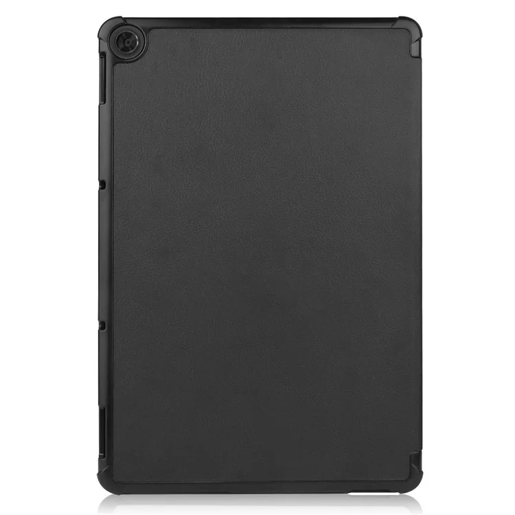Litch Skin PU Leather Tri-fold Stand Shell for Lenovo Chromebook Duet Tablet Case - Black-Cellmalls