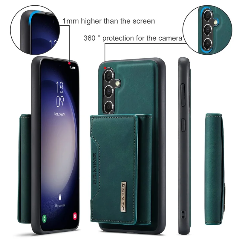 DG.MING M2 Series for Samsung Galaxy A55 5G Magnetic Phone Case Detachable Wallet Cover - Green-Cellmalls