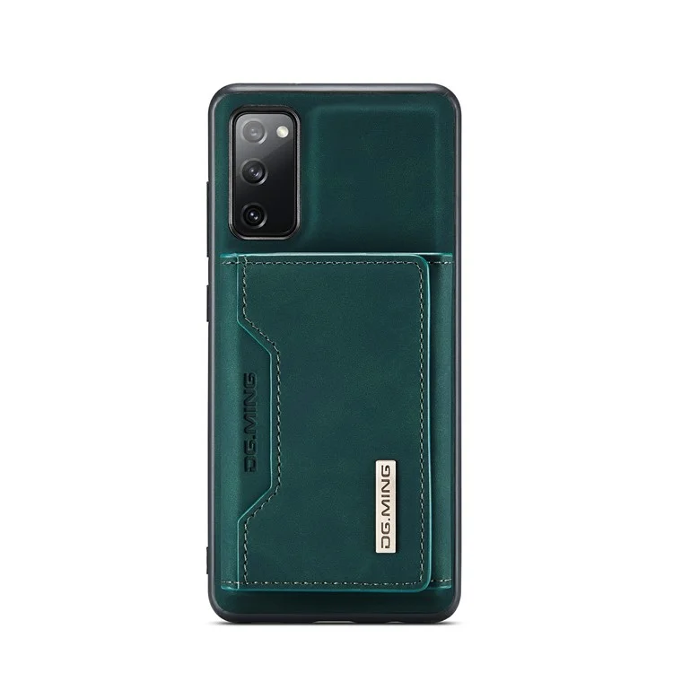 DG.MING M2 Series Magnetic Detachable Hybrid Case with Tri-Fold Wallet Kickstand Design for Samsung Galaxy S20 FE 2022/S20 FE 4G/S20 FE 5G/S20 Lite - Green-Cellmalls