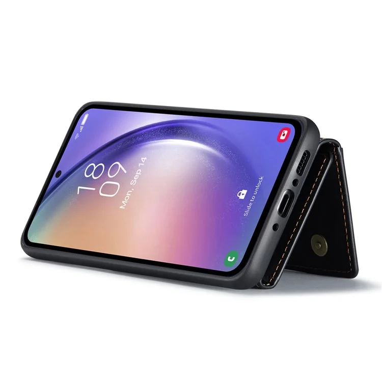DG.MING M2 Series for Samsung Galaxy A54 5G PU Leather Coated PC+TPU Phone Case Detachable Wallet Back Kickstand Cover - Black-Cellmalls