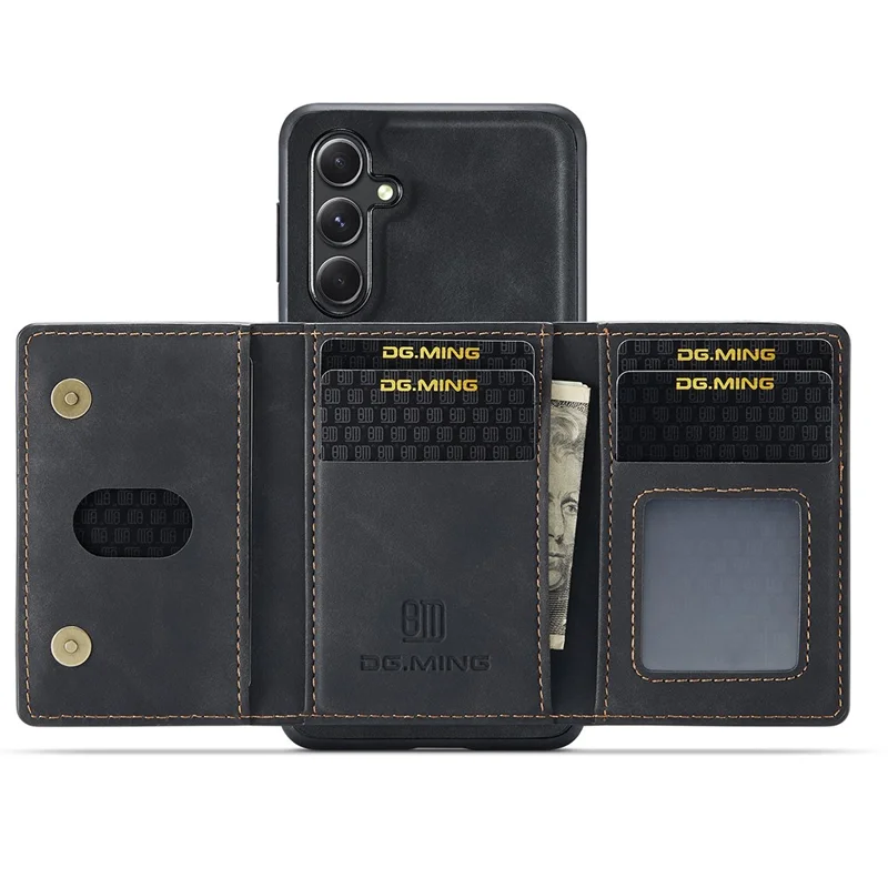 DG.MING M2 Series for Samsung Galaxy S25+ Case PU+PC+TPU Phone Cover Detachable Wallet - Black-Cellmalls
