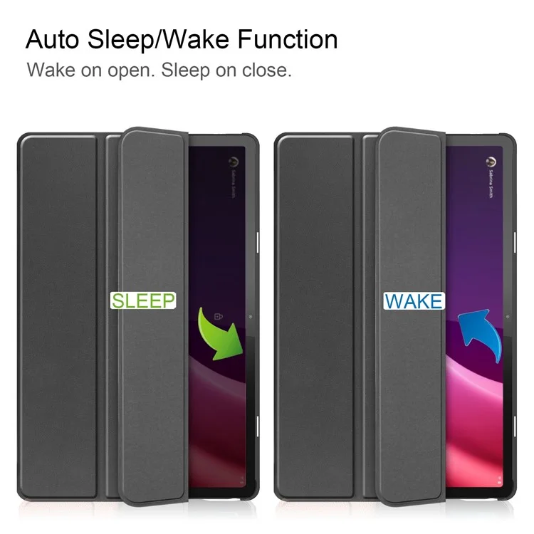 For Lenovo Tab P11 Gen 2 PU Leather Tri-fold Stand Tablet Shockproof Case Auto Wake / Sleep Full Protection Cover - Black-Cellmalls