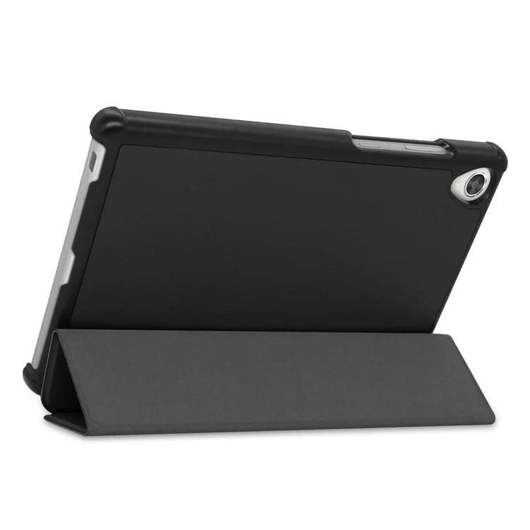 Stable Tri-fold Stand Stand Leather Tablet Covering Protection Case for Lenovo Tab M8 TB-8505X - Black-Cellmalls