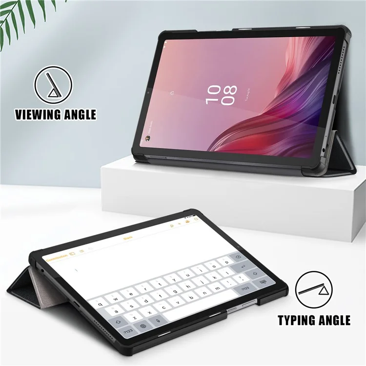 Tri-fold Stand Tablet Case for Lenovo Tab M9 TB-310FU , Auto Wake / Sleep PU Leather Tablet Cover - Black-Cellmalls