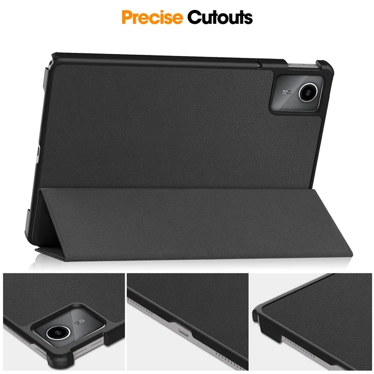 For Lenovo Tab M11 / Xiaoxin Pad 11 2024 Case Tri-Fold Stand PU Leather+PC Tablet Cover - Black-Cellmalls