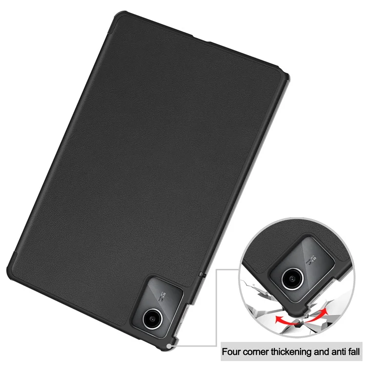 For Lenovo Tab M11 / Xiaoxin Pad 11 2024 Case Tri-Fold Stand PU Leather+PC Tablet Cover - Black-Cellmalls