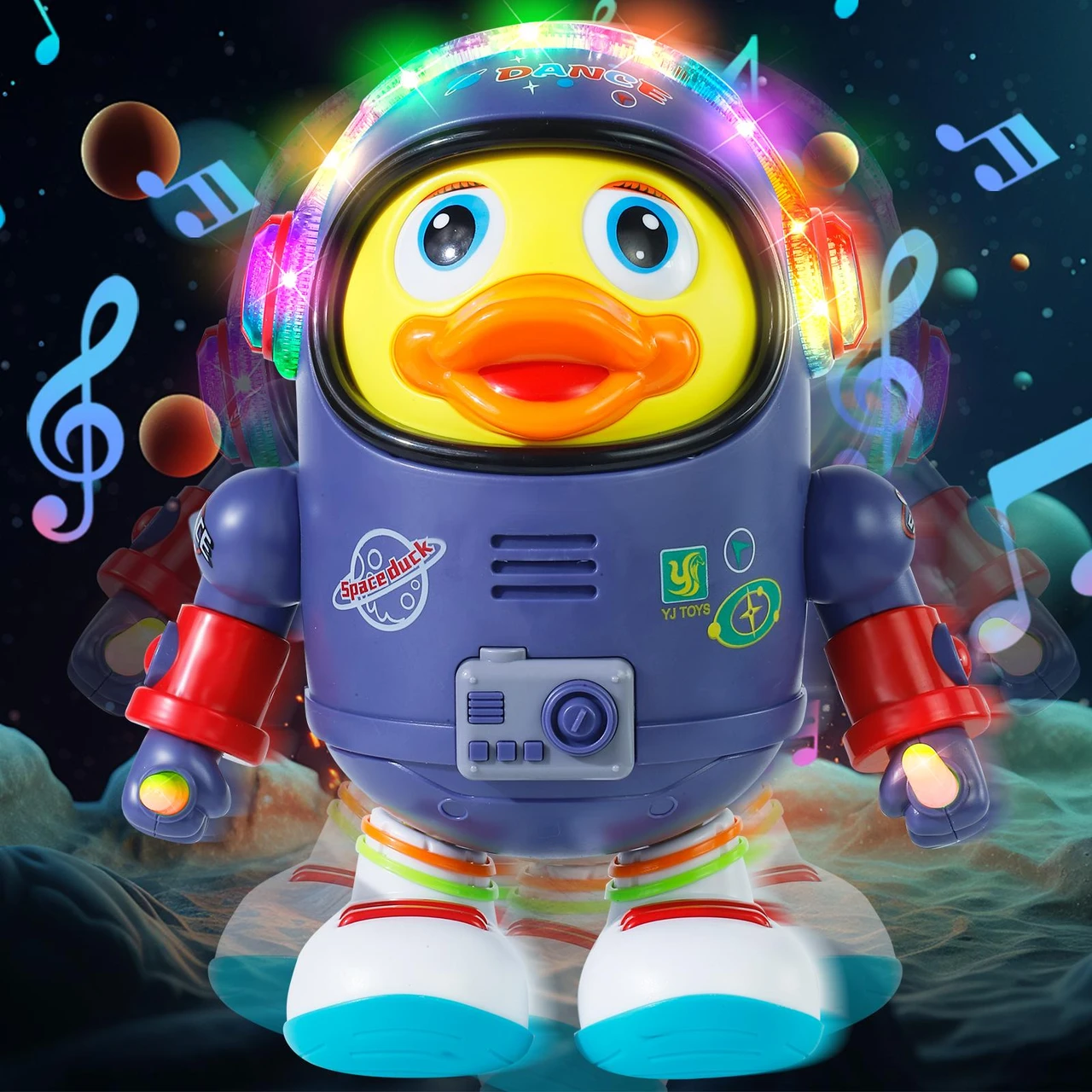 Dancing Space Duck Toy with Music & LED Lights – Funny Electric Waddling Duck for Kids, Interactive Singing Toy, Birthday Gift for Toddlers & Babies
