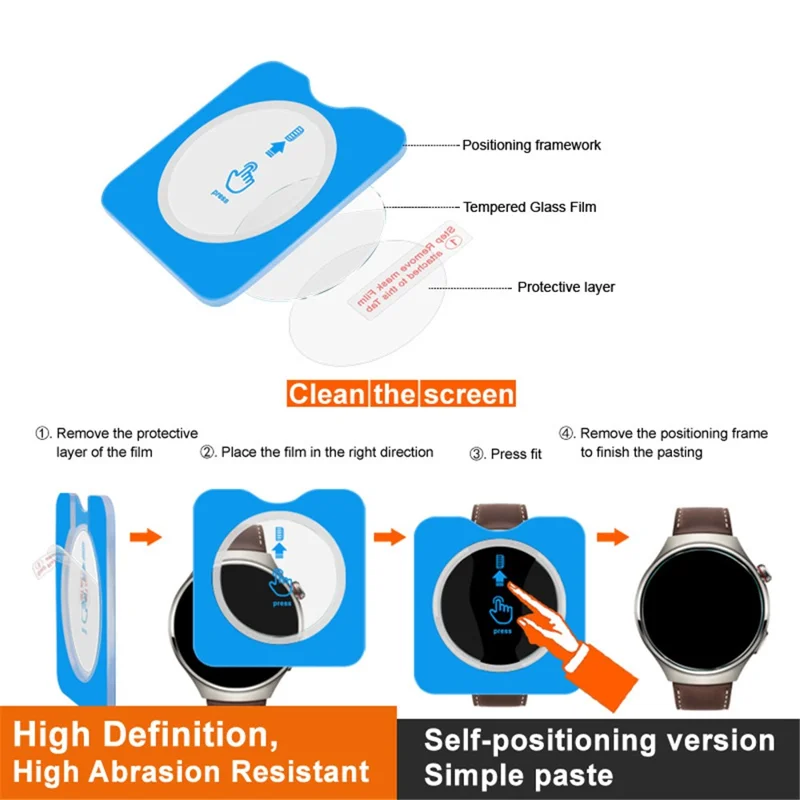 IMAK For Samsung Galaxy Watch4 44mm Screen Protector Tempered Glass Film Auto-Alignment Installation-Cellmalls