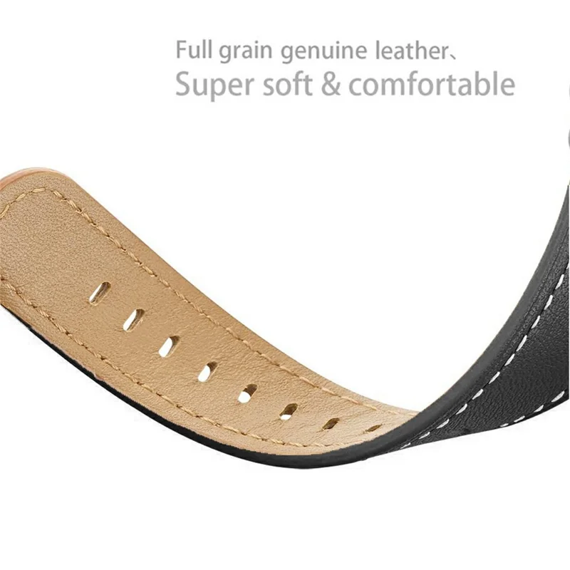 Watch Band for Samsung Galaxy Watch8 44mm / 40mm / Watch8 Classic 46mm Round-tail Genuine Cow Leather Strap - Black-Cellmalls