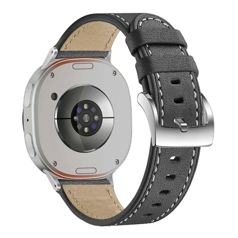 Watch Band for Samsung Galaxy Watch8 44mm / 40mm / Watch8 Classic 46mm Round-tail Genuine Cow Leather Strap - Black-Cellmalls