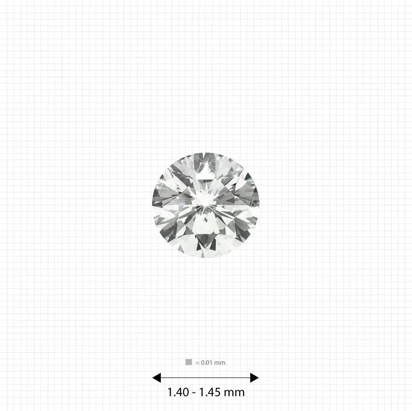 Melee diamonds price 1.40 - 1.45 mm (0.0125 Ct.) White Round Melee