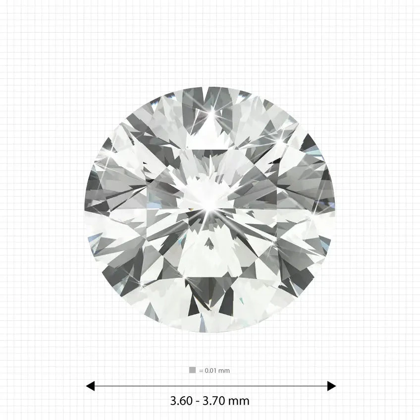 Melee diamonds price 3.60 - 3.70 mm (0.18 Ct.) White Round Melee