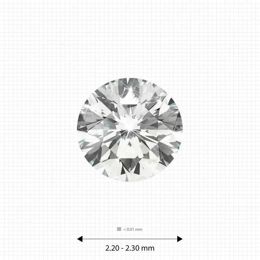 Melee diamonds price 2.20 - 2.30 mm (0.045 Ct.) White Round Melee