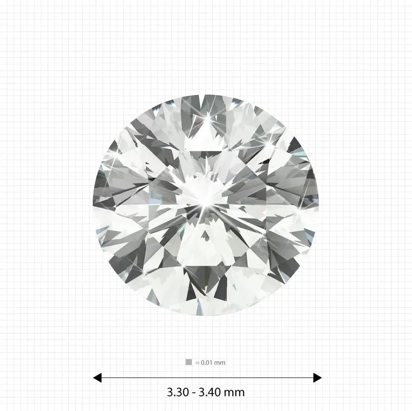 Melee diamonds price 3.30 - 3.40 mm (0.14 Ct.) White Round Melee