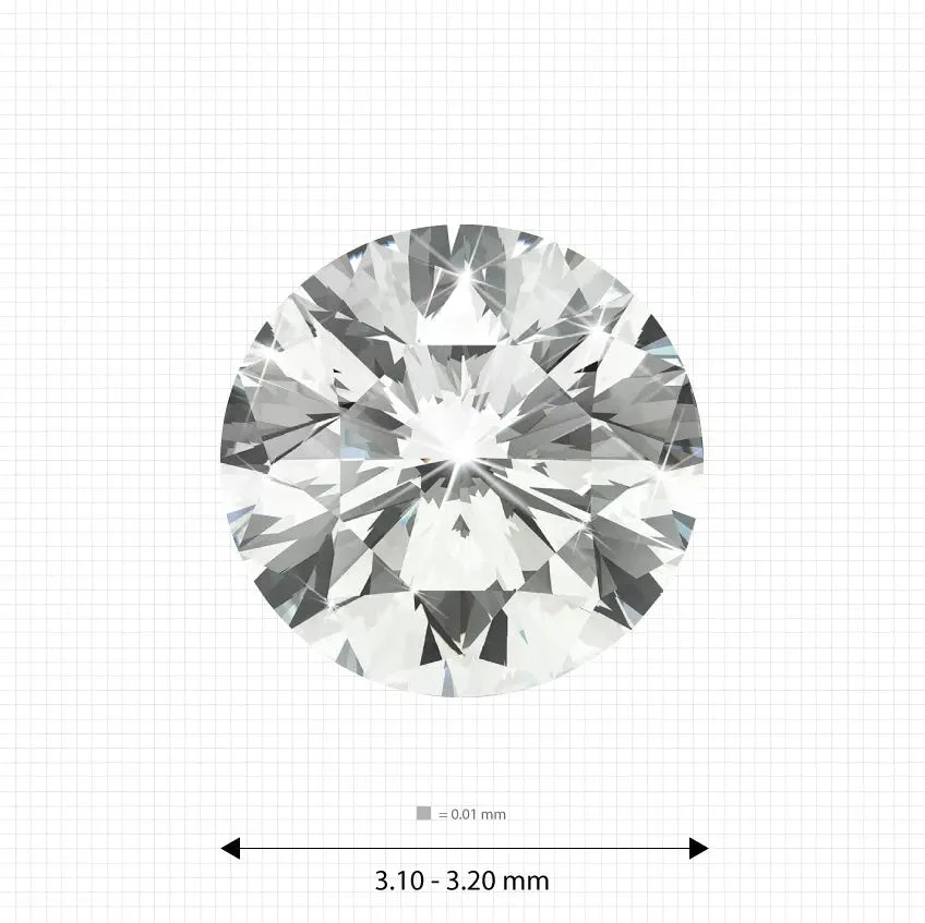 Melee diamonds price 3.10 - 3.20 mm (0.12 Ct.) White Round Melee