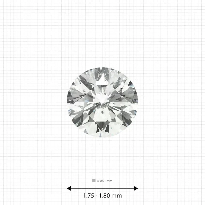 Melee diamonds price 1.75 - 1.80 mm (0.025 Ct.) White Round Melee