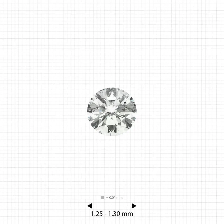 Melee diamonds price 1.25 - 1.30 mm (0.009 Ct.) White Round Melee