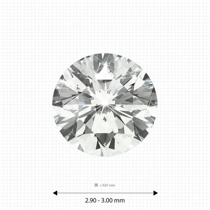 Melee diamonds price 2.90 - 3.00 mm (0.10 Ct.) White Round Melee